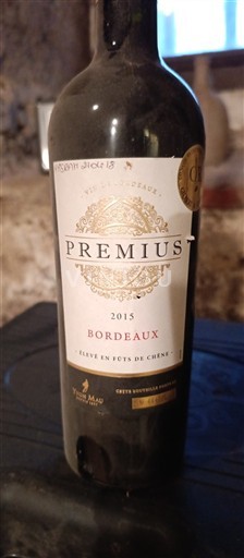 Bordéus Premius Élevé en fûts de chêne 2015