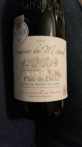 Valle del Ródano Côtes del Ródano Pueblos Domaine Mistral Plan de Dieu 2023