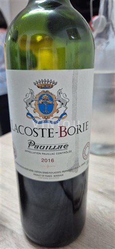 Bordeaux Pauillac Lacoste-Borie 2016