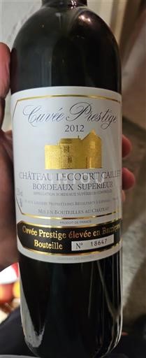 Burdeos Bordeaux superior Château Lecourt Caillet Prestige 2012