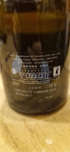 Champanhe Grand Cru Maurice Vesselle Les Hauts Chemins 2012