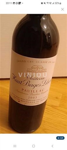 Bordeaux Pauillac Grand Cru Château Haut-Bages Libéral 2003