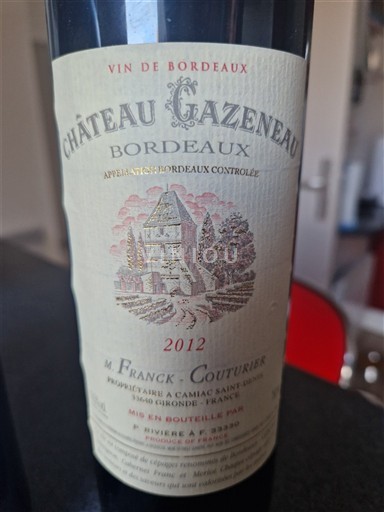 Burdeos Bordeaux Château Cazeneau 2012