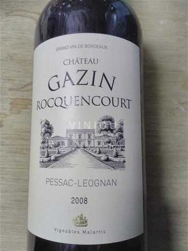Bordéus Pessac-Léognan Château Gazin Rocquencourt 2008