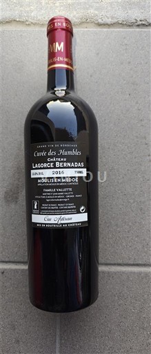 Bordeaux Moulis-en-Médoc Château Lagorce Bernadas des Humblés 2016