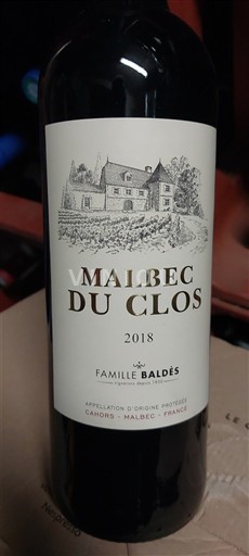 Sydvestfrankrig Cahors Famille Baldès Malbec du Clos 2018