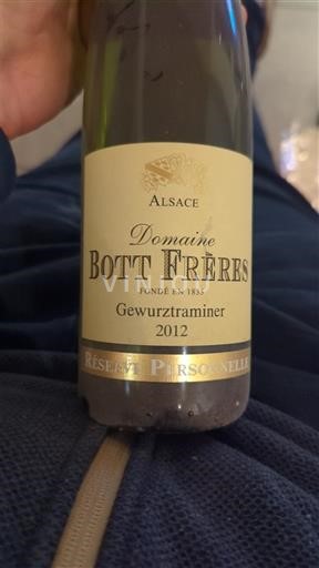 Alsace Gewurztraminer Domaine Bott Frères Réserve Personnelle 2012