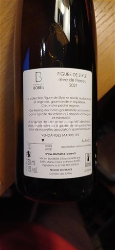 Alsace Riesling Borès Figure de Style - rêve de Pierre 2021