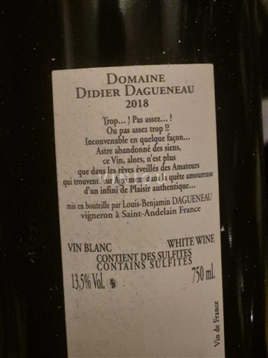 Loire-dalen Pouilly-fumé Didier Dagueneau Silex 2018