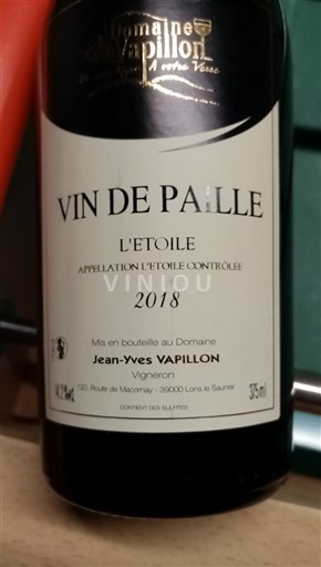 Víno Blanc liquoreux Domaine Jean-Yves Vapillon 2018 Francie Jura L'Étoile AOC