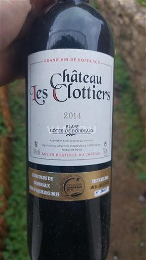 Bordeaux Blaye-Côtes-de-Bordeaux Château Les Clottiers 2014