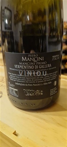Sardinia Vermentino di Gallura Piero Mancini Mancini I Primo 2022