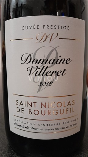 Rượu vang Rouge sec Cuvée Prestige Domaine Villeret 2018 Pháp Thung lũng sông Loire Saint-Nicolas-De-Bourgueil AOC