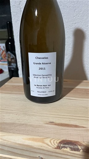 Neuchâtel Neuchâtel AOC Le Baron Noir Sàrl Nicolas de Pury Grande Réserve 2011