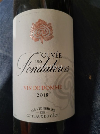 Rượu vang Rouge sec Cuvée des Fondateurs Les Vignerons des Coteaux du Céou 2018 Pháp Tây Nam Không được chỉ định IGP