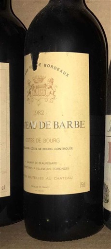 Bordeaux Côtes-de-bourg Château Barbe 1982