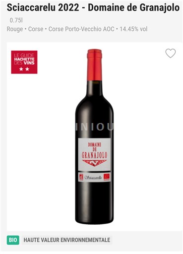 Corsica Porto-Vecchio Domaine Granajolo Sciaccarelu 2022