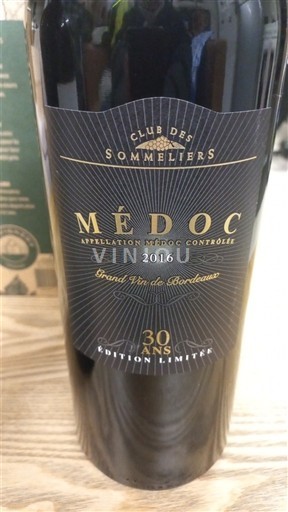 Bordeaux Médoc Club des Sommeliers 30 ans Édition Limitée 2016
