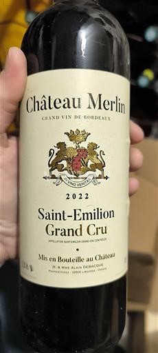 Bordeaux Saint-Émilion Grand Cru Grand Cru Château Merlin 2022