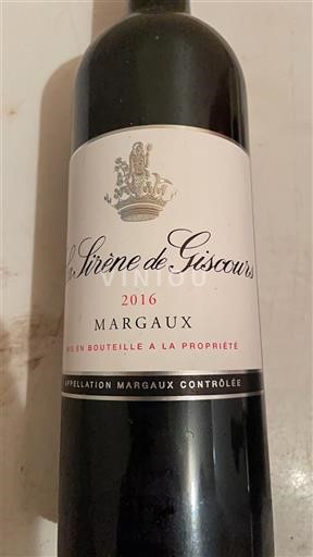 Bordeaux Margaux La Sirène de Giscours 2016