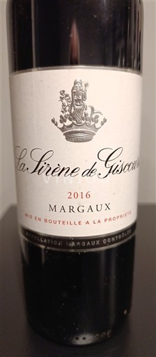 Bordeaux Margaux La Sirène de Giscours 2016