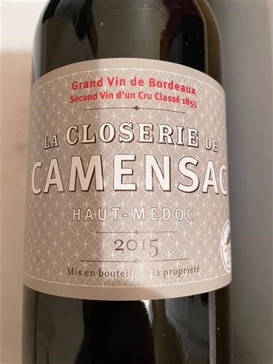 Bordeaux Haut-Médoc Château Camensac La Closerie de Camensac 2015