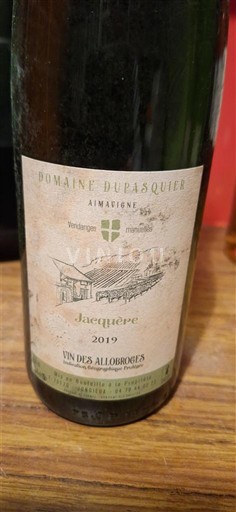 Alps and Rhodanian Region Wines of the Allobroges Domaine Pasquier Jacquère 2019