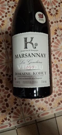 Burgundsko Marsannay Domaine Kohut Les Genelières 2019