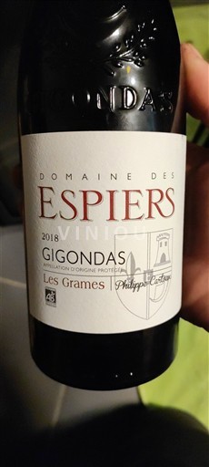 Rhônen laakso Gigondas Domaine S Espiers Les Grames 2018