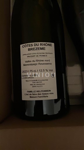 Rhône Valley Not Specified Famille Helfenbein Brezeme Monocépage Roussanne 2023
