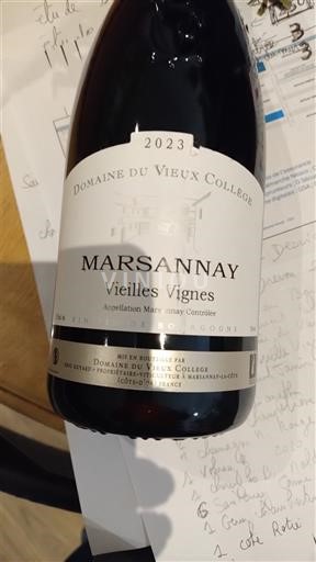 Bourgogne Marsannay Domaine Vieux Collège Vieilles Vignes 2023