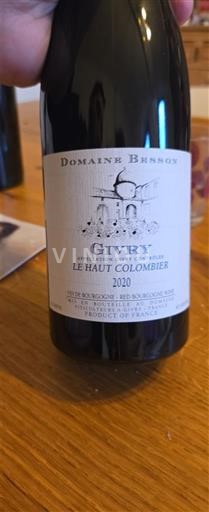 Burgundi Givry Domaine Besson Le Haut Colombier 2020