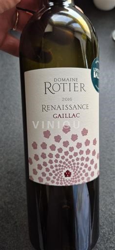 Sudoeste Gaillac Domaine Rotier Renaissance 2016