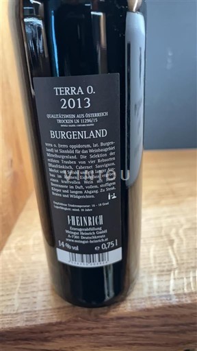 Vini Rouge sec Terra O. Heinrich 2013 Austria Burgenland Non specificato