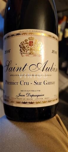 Bourgogne Saint-Aubin Premier Cru Jean Dupasquier Sur Gamay 2016