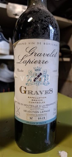 Bordeaux Graves Gravelot Lapierre 1988