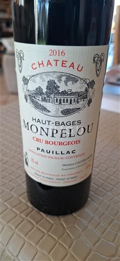Bordeaux Pauillac Château Haut-Bages Monpelou 2016