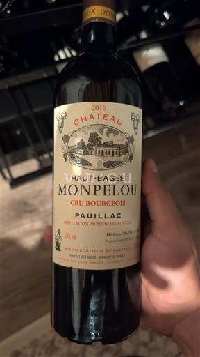Bordéus Pauillac Château Haut-Bages Monpelou 2016