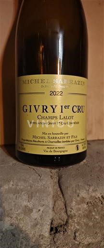 Burgundy Givry Premier Cru Michel Sarrazin et Fils Champs Lalot 2022