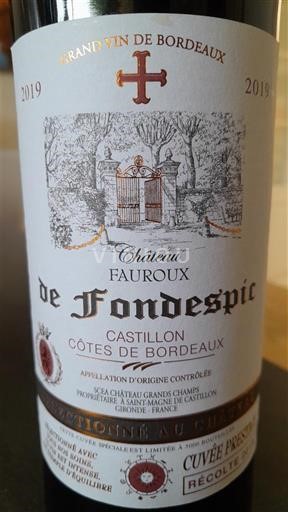 Bordeaux Castillon-côtes-de-bordeaux Château Fondespic Prestige 2019