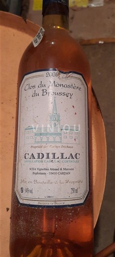 Bordeaux Cadillac Clos du Monastère du Broussey 2008
