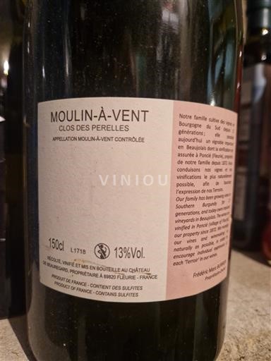 Beaujolais Moulin-à-vent Château Beauregard Clos des Perelles 2017