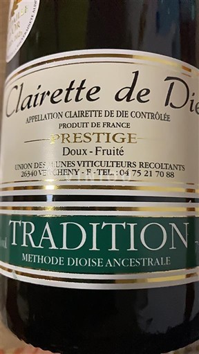 Rhône Valley Clairette de Die Union des Jeunes Viticulteurs Récoltants Prestige Tradition Non-Vintage
