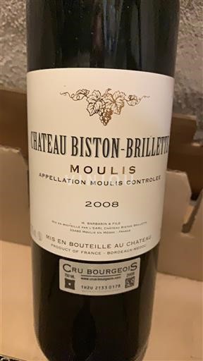 Bordeaux Ni doloceno Cru Bourgeois Château Biston-Brillette 2008