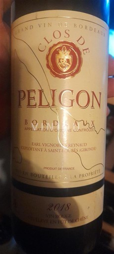 Bordeaux Clos de Peligon 2018