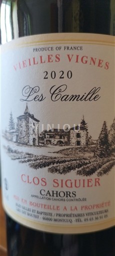 Sydvestfrankrig Cahors Clos Siguier Les Camille Vieilles Vignes 2020