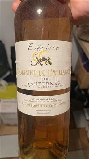 Bordeaux Sauternes Domaine L'Alliance Esquisse 2010