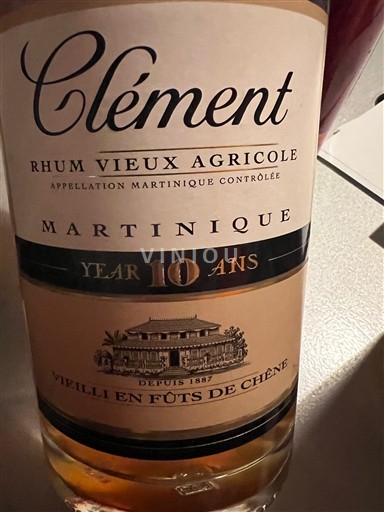 Rum Vieux Clement de la distillerie : Habitation Clement 10 ans d'âge Martinique Le François