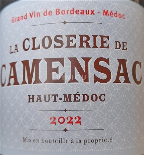 Bordeaux Haut-Médoc 2EME CRU CLASSE La closerie de Camensac La Closerie de Camensac 2022