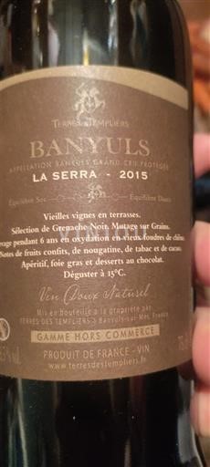 Roussillon Banyuls Terres des Templiers La Serra 2015